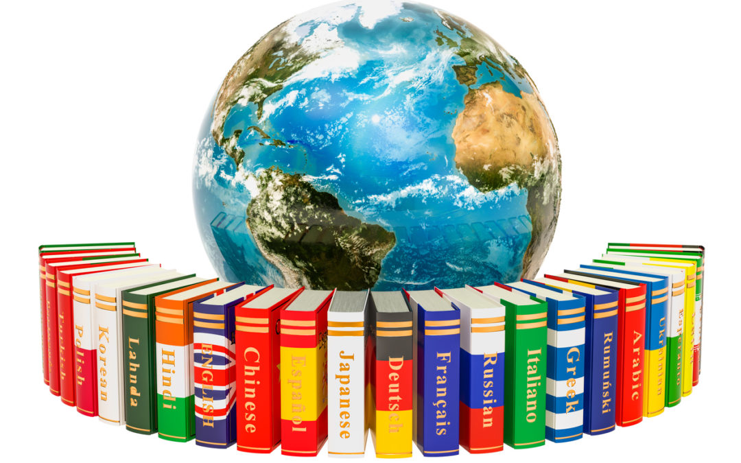 language books around globe